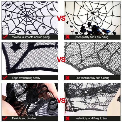 Ourwarm Halloween Party Black Lace Spiderweb Table Cloth 100cm Table Covers Window Hanging Horror Halloween Party Decoration