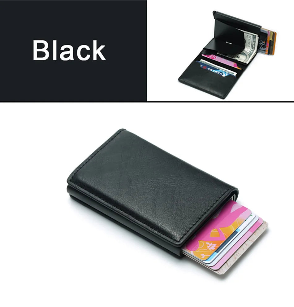 Credit Card Holder Men Wallet RFID Blocking Protected Aluminium Box PU leather Wallets with Money Clip Designer pasjeshouder