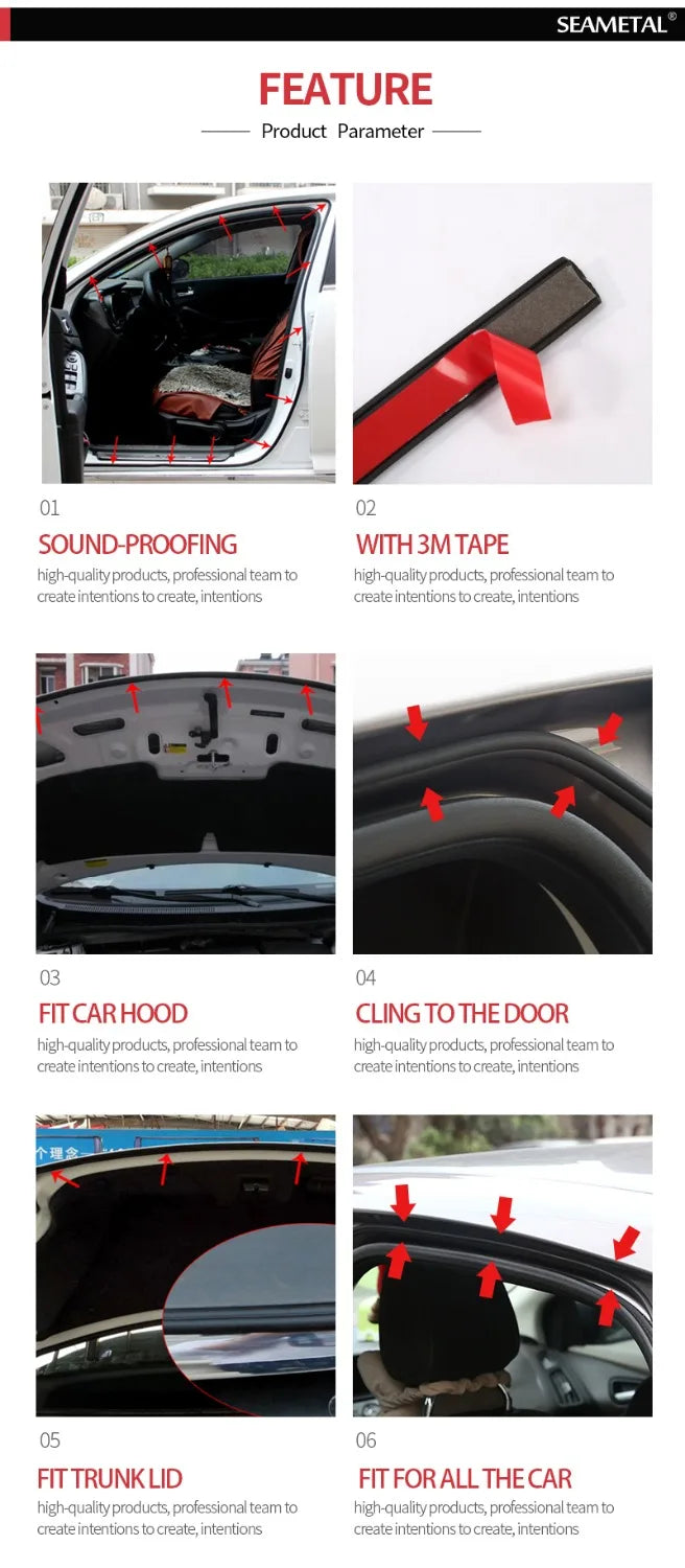 Car Door Seal Strips Sticker Weatherstrip Rubber B Shape Door Seals Sound Insulation Auto Door Sealant Automobiles Accessories