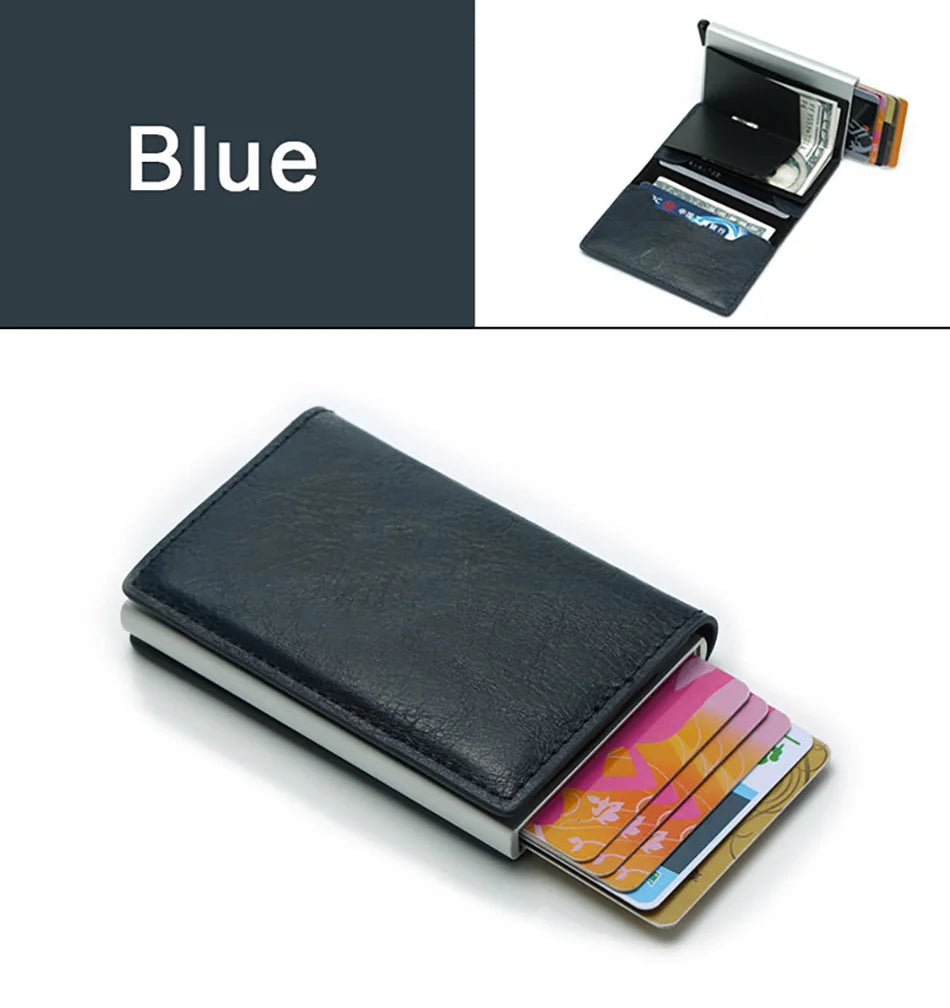 Credit Card Holder Men Wallet RFID Blocking Protected Aluminium Box PU leather Wallets with Money Clip Designer pasjeshouder