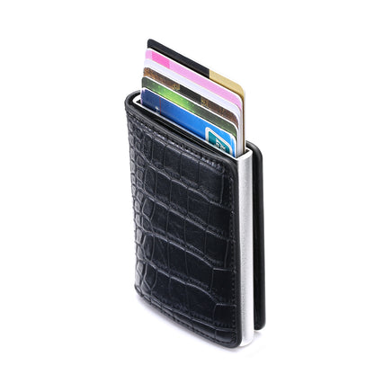 Credit Card Holder Men Woman Smart Wallet RFID Cardholder Carbon Fiber Leather Wallet Money Clip Purse Card Case