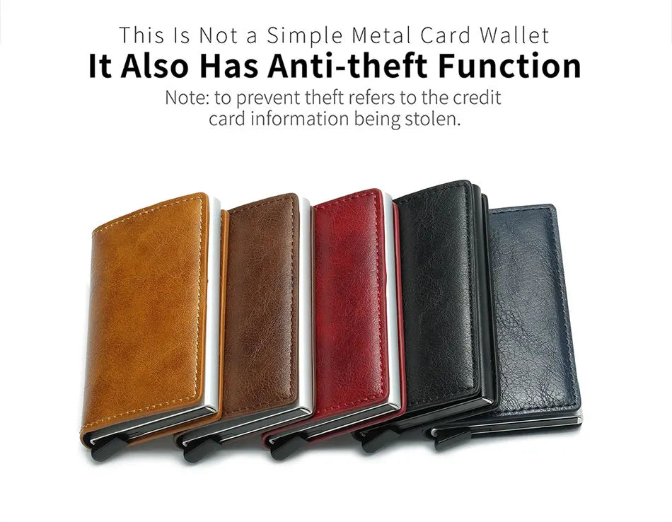 Credit Card Holder Men Wallet RFID Blocking Protected Aluminium Box PU leather Wallets with Money Clip Designer pasjeshouder