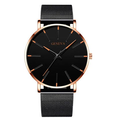 2023 Minimalist Men&#39;s Fashion Ultra Thin Watches Simple Men Business Stainless Steel Mesh Belt Quartz Watch relogio masculino Mesh Orange Rose