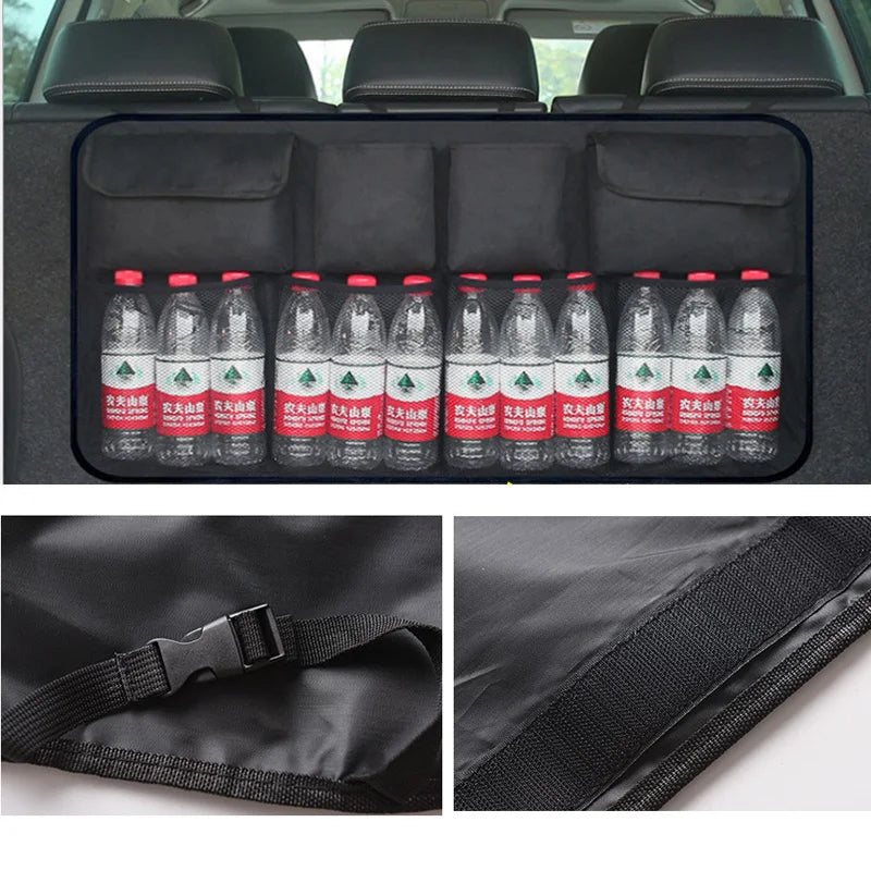 Auto Storage Organizer Car Trunk Bag Universal Large Capacity Backseat Storage Bag Trunk Cargo Mesh Holder Pocket