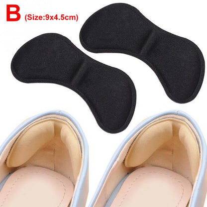 2pcs Insoles Patch Heel Pads for Sport Shoes Adjustable Size Antiwear Feet Pad Cushion Insert Insole Heel Protector Back Sticker B (Black)