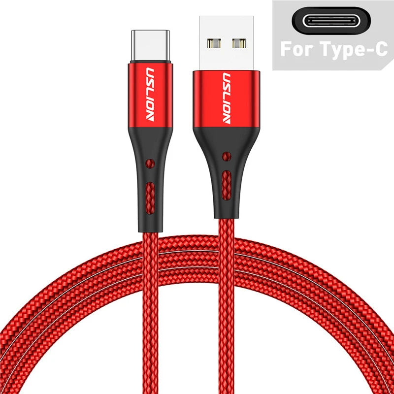 3A USB Type C Cable Wire For Samsung S10 S20 Xiaomi mi 11 Mobile Phone Fast Charging USB C Cable Type-C Charger Micro USB Cables Red For Type C