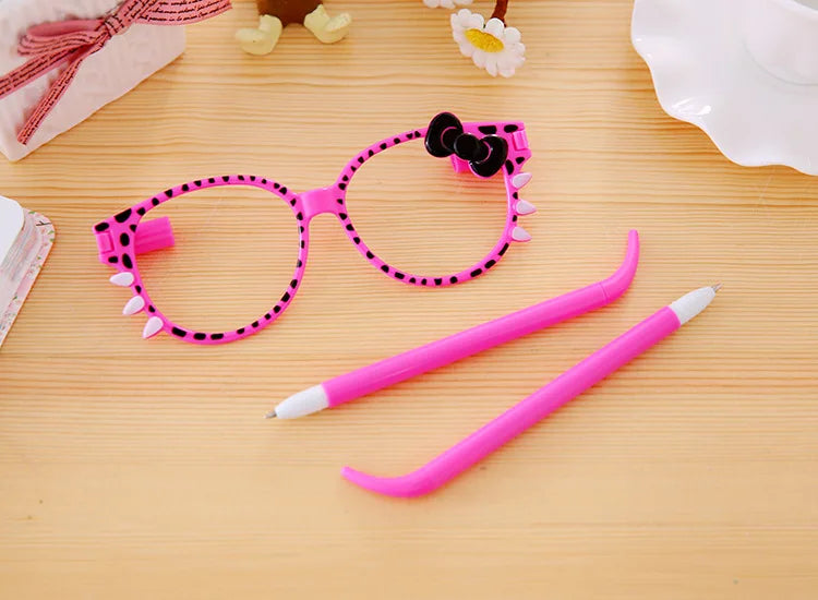 1 Piece Kawaii Ballpoint Pen School Creative Stationery Office Gift Cute Chancery Glasses Bow Writing Supplies