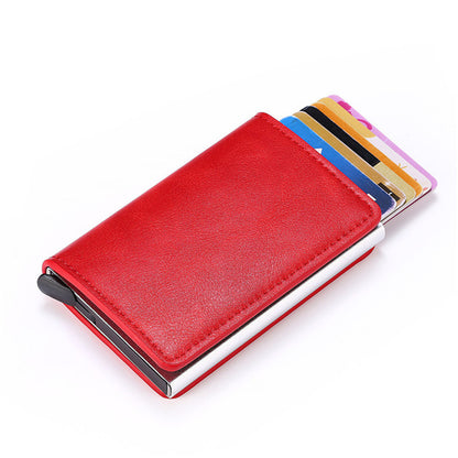 Credit Card Holder Men Woman Smart Wallet RFID Cardholder Carbon Fiber Leather Wallet Money Clip Purse Card Case