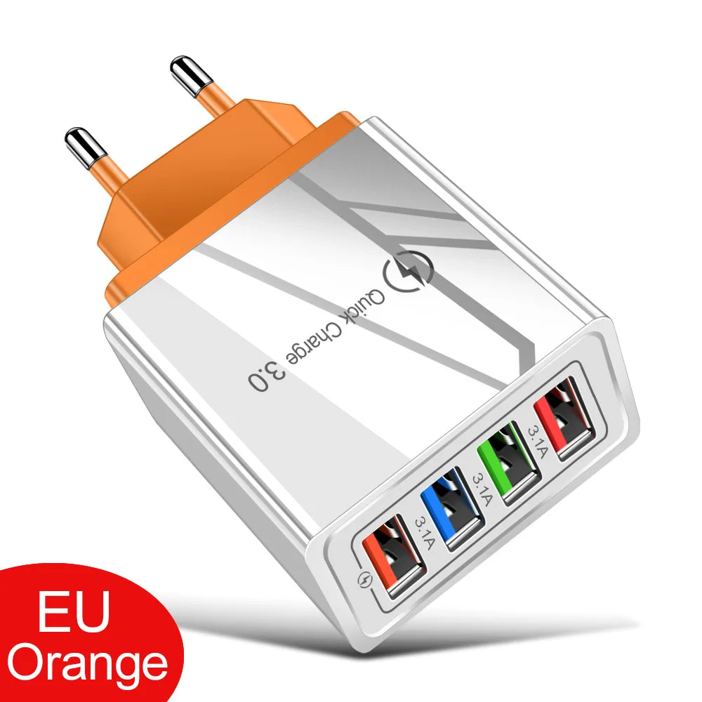 EU/US Plug USB Charger Quick Charge 3.0 For Phone Adapter for iPhone 12 Pro Max Tablet Portable Wall Mobile Charger Fast Charger EU Orange