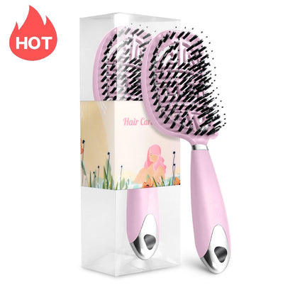 Hair Scalp Massage Comb Hair Brush Women Wet Dry Curly Ultra Detangler Hairbrush Bristle Nylon Salon Hair Styling Tools Dropship Pink A