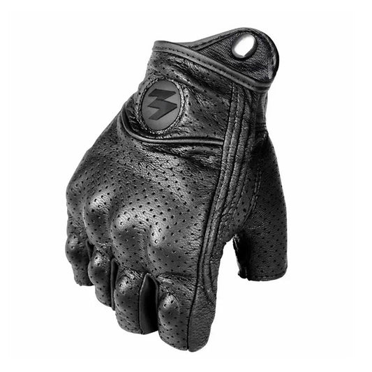 Half Finger Motorcycle Gloves Leather Guantes Moto Guantes Moto Motorcycle Fingerless Gloves Leather Moto Cycling Biker Racing half finger black