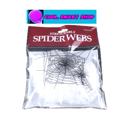 Halloween Decoration Artificial Spider Web Spider Cotton Thread Web Horror Props Haunted House Home Decoration Party Supplies White