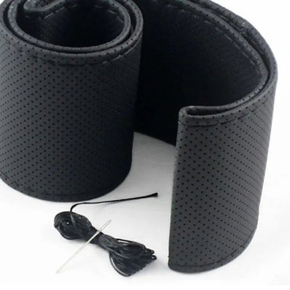 Hand Sewing Steering Wheel Cover Microfiber Leather Sweat-absorbent Breathable Car Steering Wheel Cover