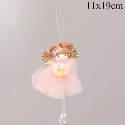 Happy New Year Gifts Christmas Angel Doll Navidad Xmas Tree Ornaments Christmas Decorations for Home Noel Natal Decor NF04-Pink