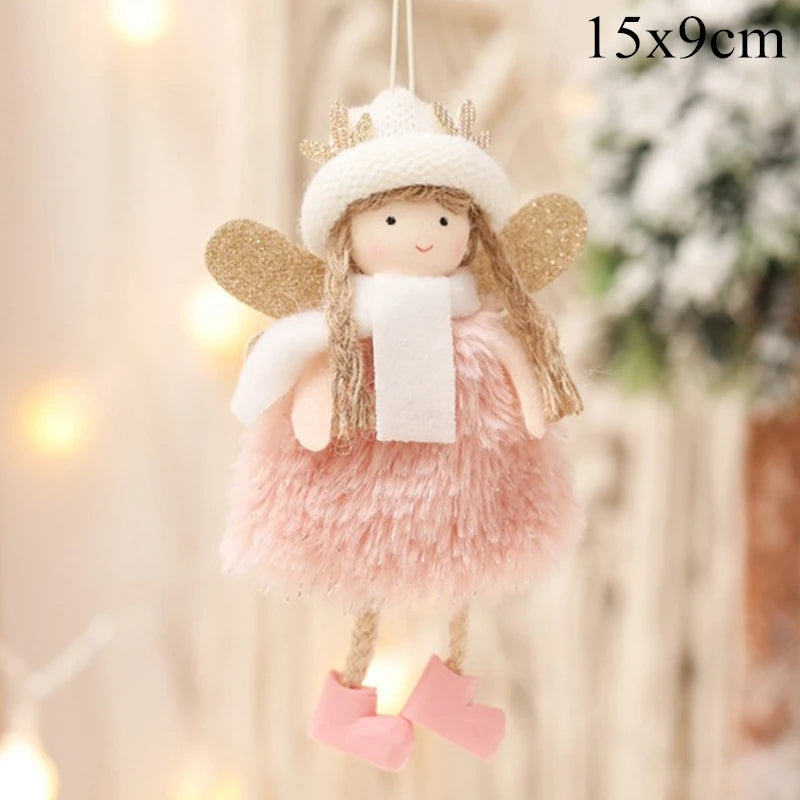 Happy New Year Gifts Christmas Angel Doll Navidad Xmas Tree Ornaments Christmas Decorations for Home Noel Natal Decor YW155-Pink