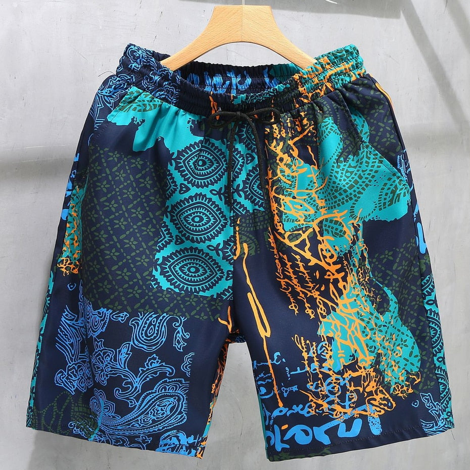 Hawaiian Beach Shorts Men Hip Hop Streetwear Tie-dye Short Plus Size 10XL 12XL Summer Shorts Male color 1