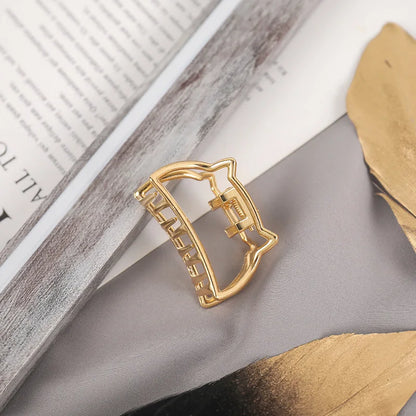 Elegant Gold Silver Hollow Geometric Metal Hair Claw For Women Long Thick Hair Holder Hair Claw Clip Fashion Hair Accessories the small 3