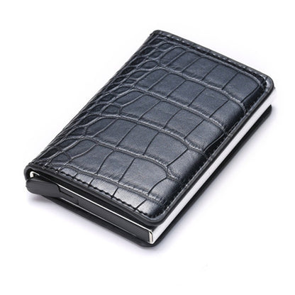 Credit Card Holder Men Woman Smart Wallet RFID Cardholder Carbon Fiber Leather Wallet Money Clip Purse Card Case Eyu Black X-12C