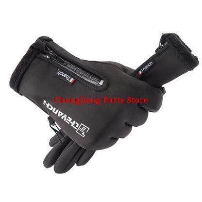 Outdoor Winter Gloves Waterproof Moto Thermal Fleece Lined Resistant Touch Screen Non-slip Motorbike Riding black