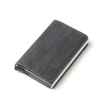 Credit Card Holder Men Woman Smart Wallet RFID Cardholder Carbon Fiber Leather Wallet Money Clip Purse Card Case YM003 Gray