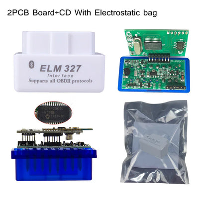 Newest ELM327 V1.5 PIC18F25K80 ELM327 OBD2 Scanner ELM 327 Bluetooth-compatible Android/PC ELM 327 OBD2 Adapter ELM327 V1.5 2PCB White CHINA