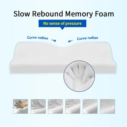 Memory Foam Bed Orthopedic Pillow Neck Protection Slow Rebound Memory Pillow Butterfly Shaped Health Cervical Neck Size 60/50 cm