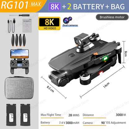 NEW RG101 MAX GPS Drone 8K Professional Dual HD Camera FPV 3Km Aerial Photography Brushless Motor Foldable Quadcopter Toys RG101 MAX 8K 2B Bag CHINA