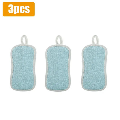 Kitchen Cleaning Magic Sponge Dishcloth Double Sided Scouring Pad Rag Scrubber Sponges For Dishwashing Pot Kitchen Cleaning Tool 3PC 2