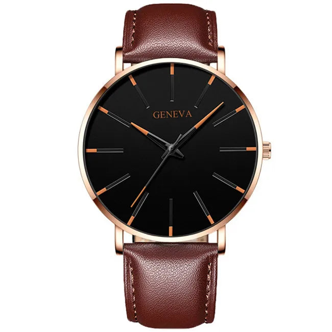 2023 Minimalist Men&#39;s Fashion Ultra Thin Watches Simple Men Business Stainless Steel Mesh Belt Quartz Watch relogio masculino Leather Orange Rose