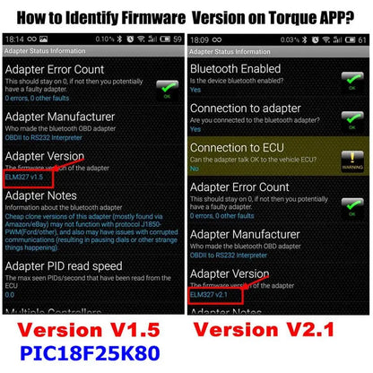 Newest ELM327 V1.5 PIC18F25K80 ELM327 OBD2 Scanner ELM 327 Bluetooth-compatible Android/PC ELM 327 OBD2 Adapter ELM327 V1.5