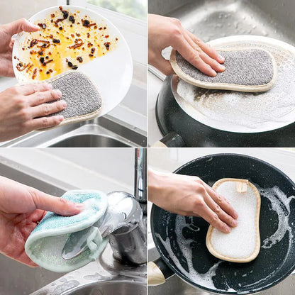 Kitchen Cleaning Magic Sponge Dishcloth Double Sided Scouring Pad Rag Scrubber Sponges For Dishwashing Pot Kitchen Cleaning Tool
