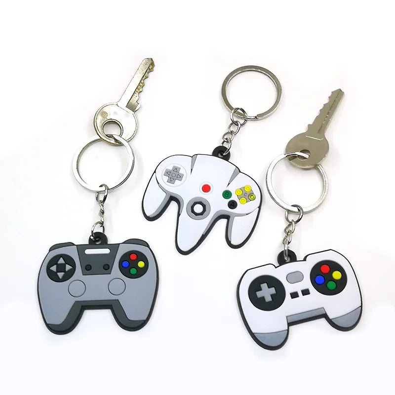 1PCS PVC new style Game Machine Keychain & Keyring Cute Gamepad Joystick Key Chain Keychains Bag Car Hanging fit men boy keys