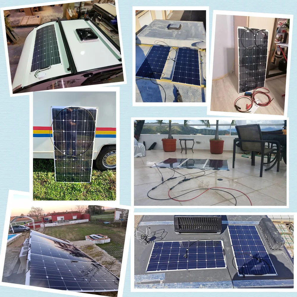 solar panel kit and 300w 200w 100w flexible solar panels 12v 24v high efficiency battery charger module