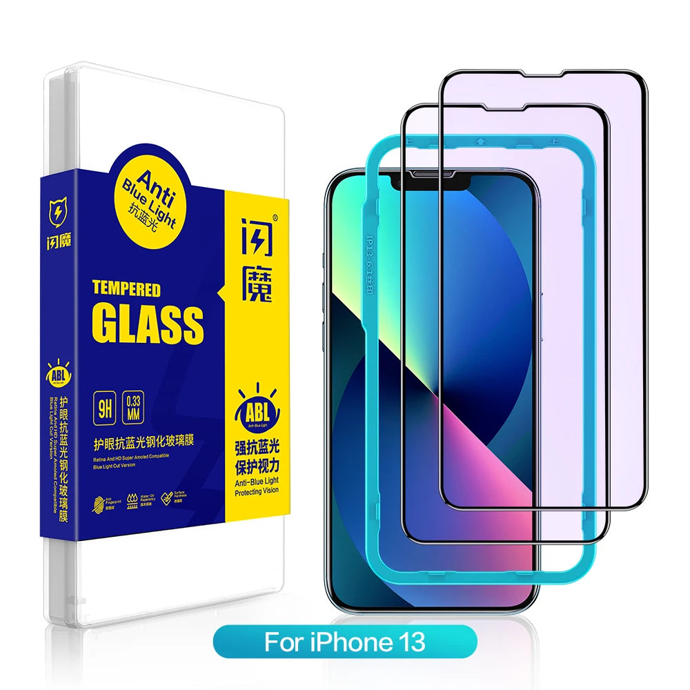 Tempered Glass Screen Protector For iPhone 13 Pro Max Full Cover Glass For iPhone 13 mini Anti Blue Light 2PCS iPhone 13 Tempered Glass