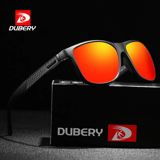 DUBERY® Carbon Fiber Sunglasses Vintage Polarized Men's Sun Glasses For Men Driving Black Square Oculos Male 7 Colors Model 002