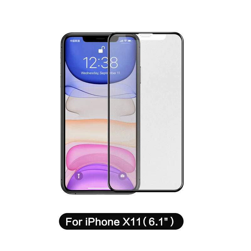 Matte Tempered Glass for iPhone 11 Pro Max Full Coverage Protector for iPhone 12 Pro Max 3H Curved HD Hard Film for iphone 11 Black