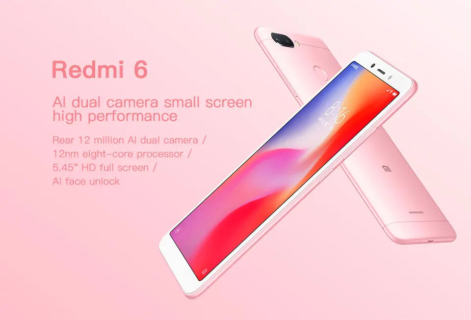 Xiaomi Redmi 6 Smartphone googleplay Mobile Phone 5.45" Full Screen AI Face ing