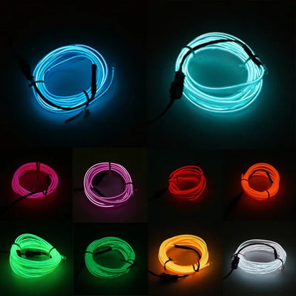 Car LED Strip EL Wire Rope Tube USB Switch Cigarette Car Ambient Light Neon Light Garland Decoration Flexible Led Tube Auto Led