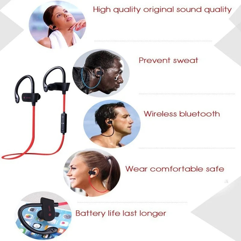 Bluetooth Earphone Earloop Earbuds Stereo Bluetooth Headset Wireless Sport Earpiece Handsfree With Mic For All Smart Phones 558