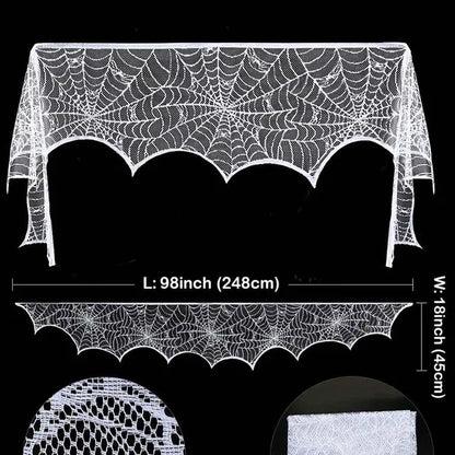 Ourwarm Halloween Party Black Lace Spiderweb Table Cloth 100cm Table Covers Window Hanging Horror Halloween Party Decoration Fireplace Scarf 1 China