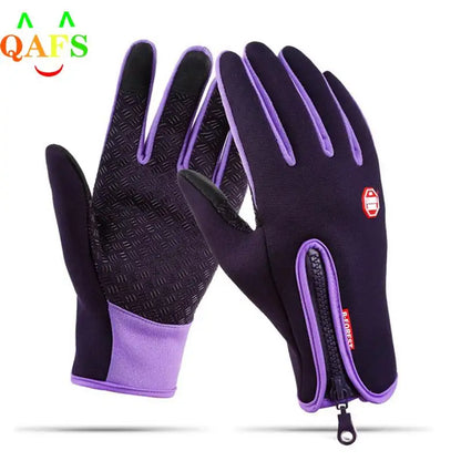 Outdoor Winter Gloves Waterproof Moto Thermal Fleece Lined Resistant Touch Screen Non-slip Motorbike Riding purple