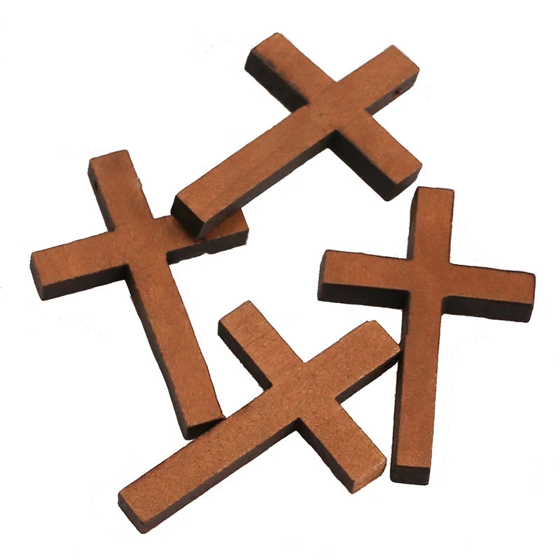 20pcs Natural Wood Cross Charms Pendant Nativity Set DIY Necklace Charm Jewelry Making Supplies Findings Handmade Accessories