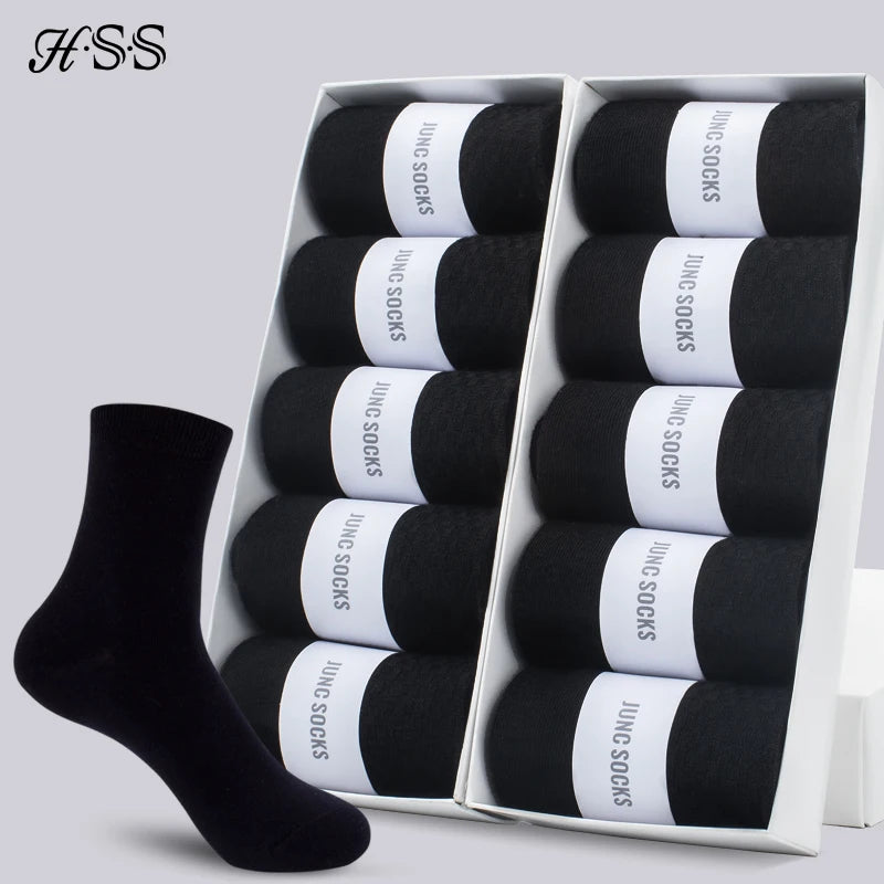 HSS Brand Men's Cotton Socks New Style Black Business Men Socks Soft Breathable Summer Winter for Male Socks Plus Size (6.5-14)