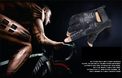 High Quality Men Genuine Leather Gloves Slip-resistant Luvas Half Finger Sheep Leather Fingerless Gym Fitness Gloves