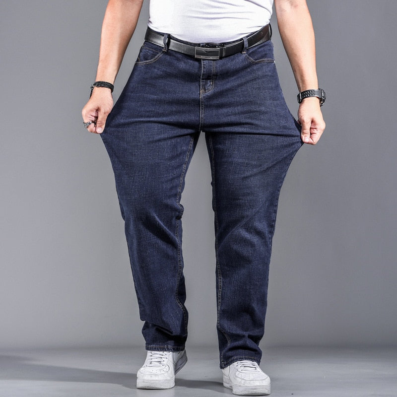 High Quality Stretch Plus Big Size 90% Cotton Straight Denim Jeans Men Famous Brand Spring
