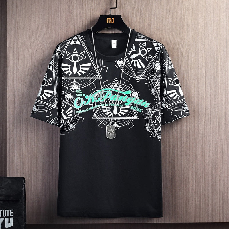 Hip Hop Loose Mens Streetwear T-shirts Casual Classic Summer Short Sleeves Black Blue Tshirt Tees Print Oversize 2333 No Necklace 2