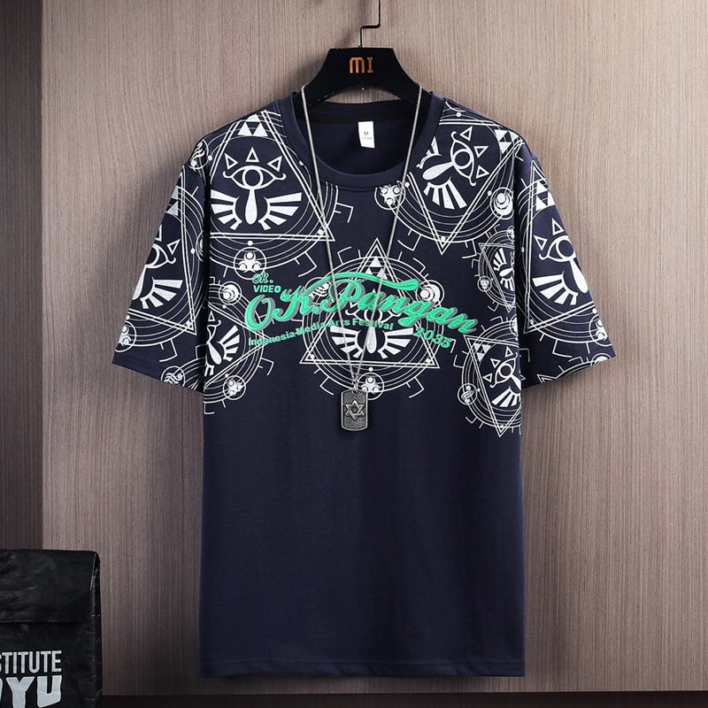 Hip Hop Loose Mens Streetwear T-shirts Casual Classic Summer Short Sleeves Black Blue Tshirt Tees Print Oversize 2333 No Necklace 4