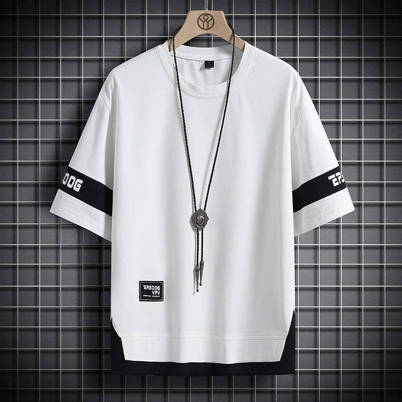 Hip Hop Loose Mens Streetwear T-shirts Casual Classic Summer Short Sleeves Black White Tshirt Tees Plus Oversize 5XL 6XL