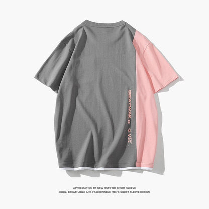 Hip Hop Loose Mens Streetwear T-shirts Casual Classic Summer Short Sleeves Patchwork Tshirt Tees Plus Oversize 883 3