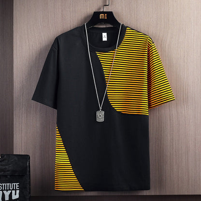 Hip Hop Loose Mens Streetwear T-shirts Casual Classic Summer Short Sleeves Patchwork Tshirt Tees Plus Oversize 2355 No Necklace 2